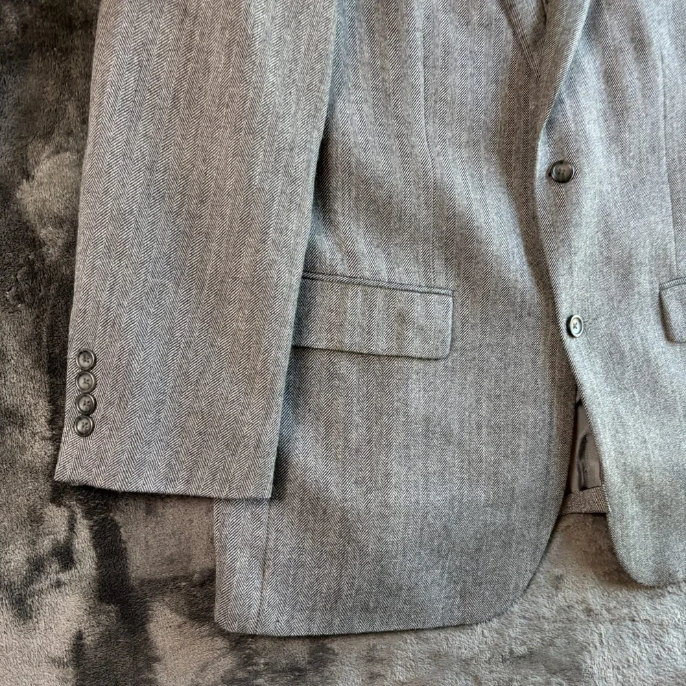 Joseph & Feiss Gold Mens 46L Gray 100%‎ Lambswool Blazer Sport Coat